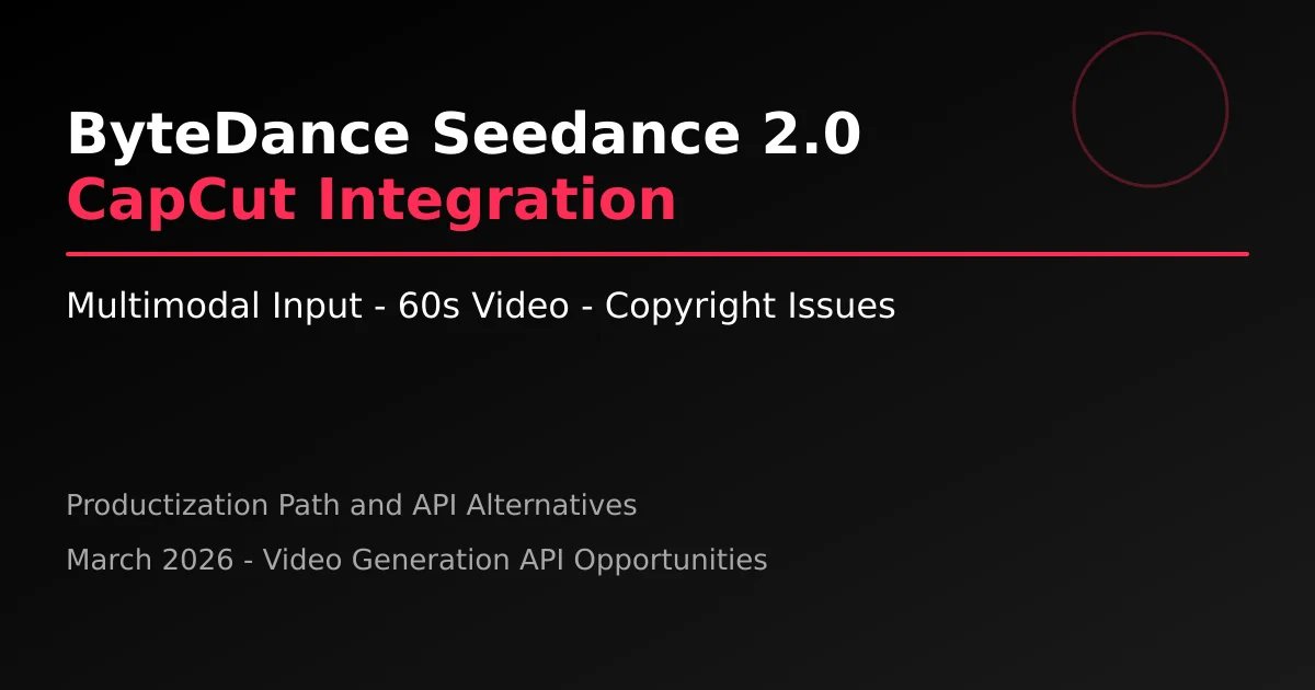 字节 Dreamina Seedance 2.0 CapCut 视频生成 API 封面