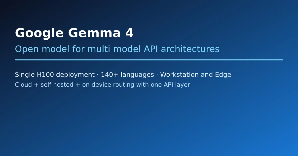 Google Gemma 4 开源大模型与多模型 API 架构示意图
